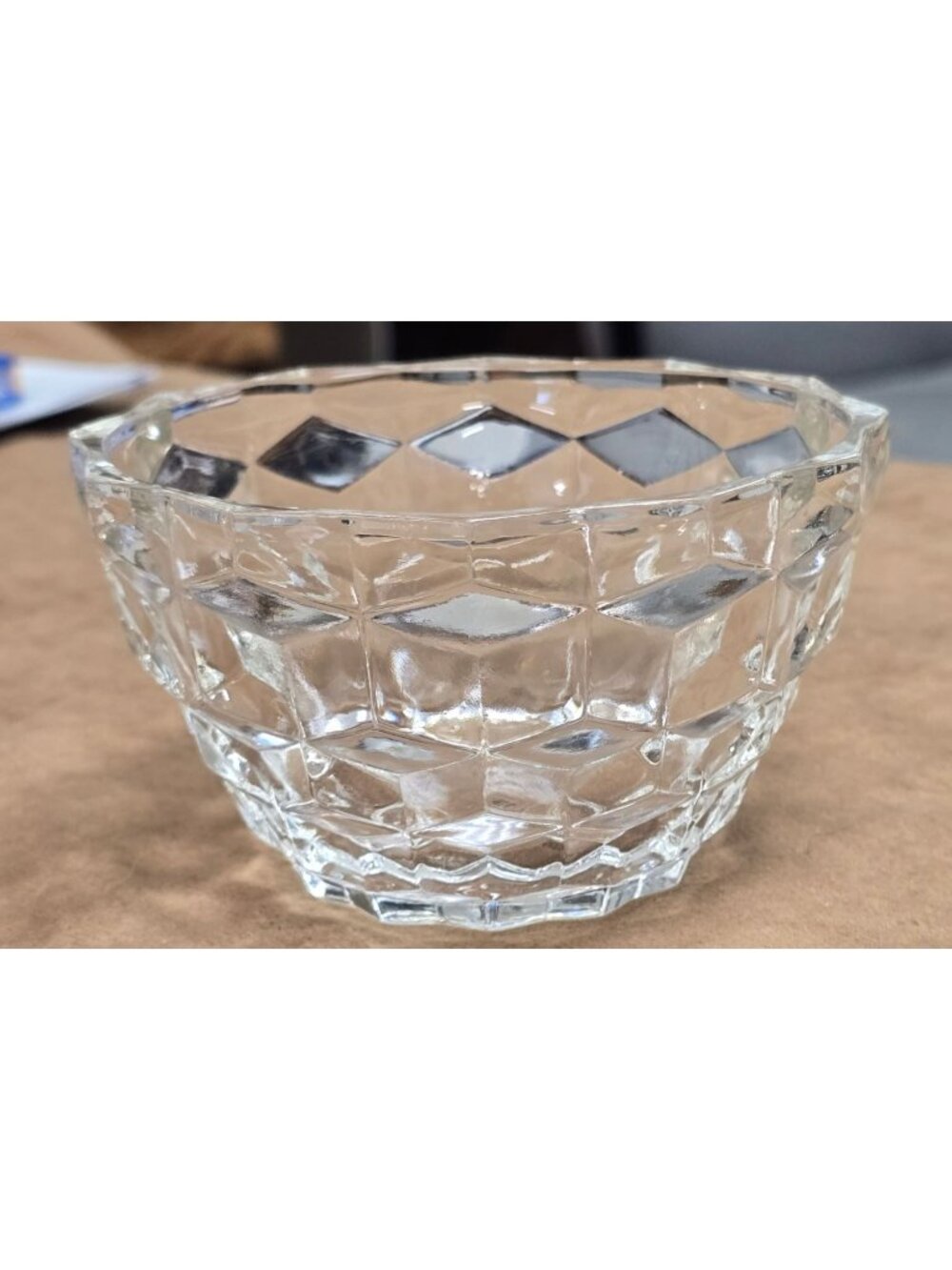 Fostoria American Cubist Pattern Fruit Dessert Bowl 4" Clear Glass Vintage